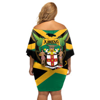 Jamaica Independence Day Off Shoulder Short Dress Jumieka Coat Of Arms Mix Hummingbird - Wonder Print Shop