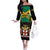 Jamaica Independence Day Off The Shoulder Long Sleeve Dress Jumieka Coat Of Arms Mix Hummingbird - Wonder Print Shop