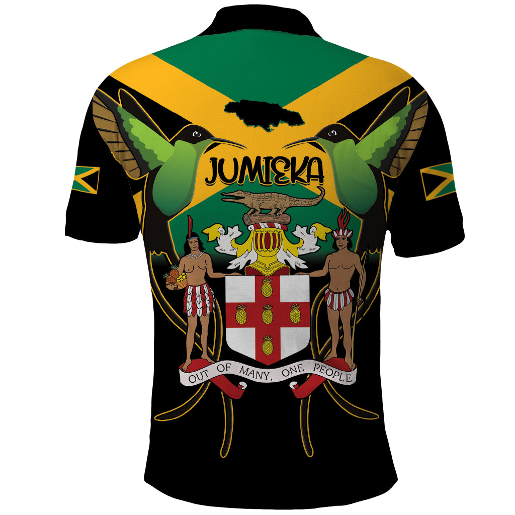 Jamaica Independence Day Polo Shirt Jumieka Coat Of Arms Mix Hummingbird - Wonder Print Shop