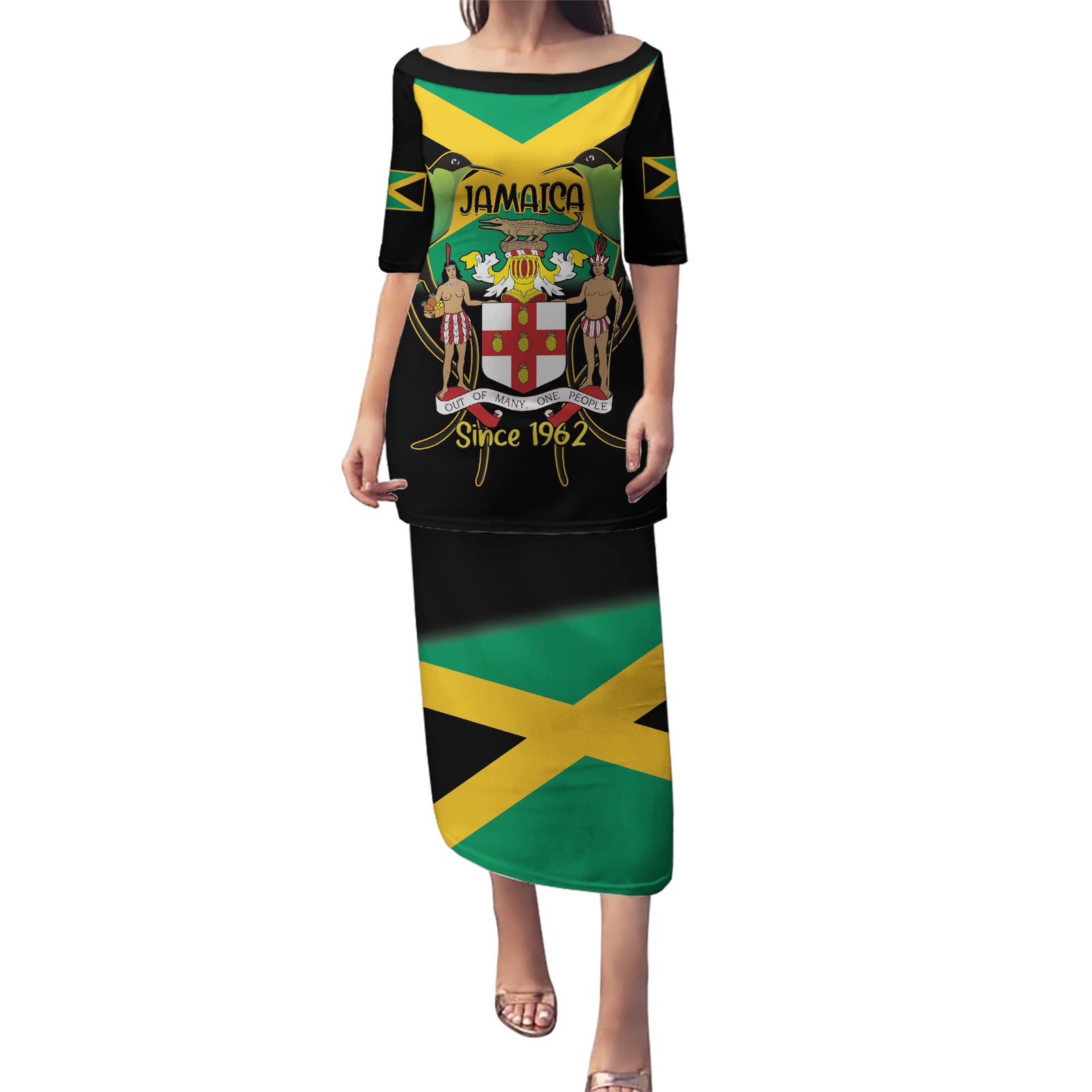 Jamaica Independence Day Puletasi Jumieka Coat Of Arms Mix Hummingbird