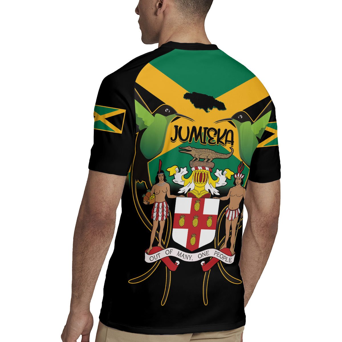 Jamaica Independence Day Rugby Jersey Jumieka Coat Of Arms Mix Hummingbird - Wonder Print Shop