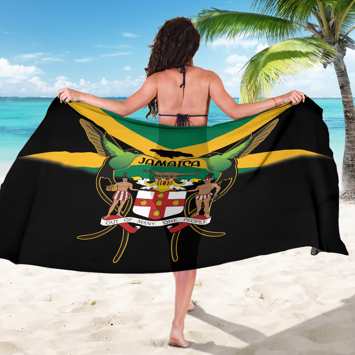 Jamaica Independence Day Sarong Jumieka Coat Of Arms Mix Hummingbird - Wonder Print Shop