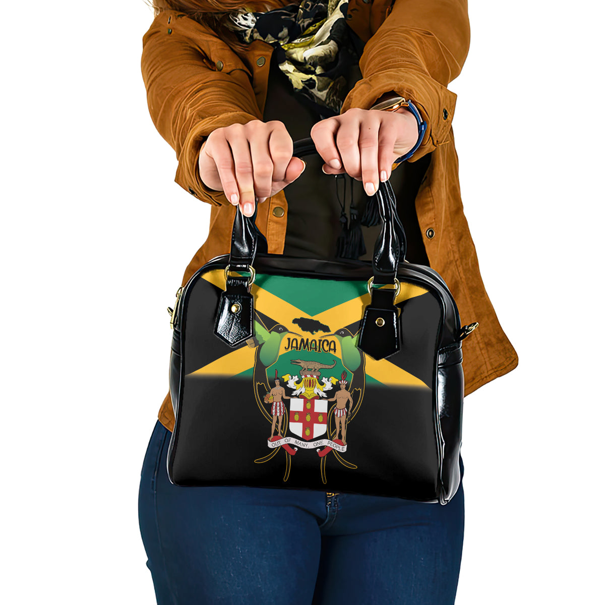 Jamaica Independence Day Shoulder Handbag Jumieka Coat Of Arms Mix Hummingbird
