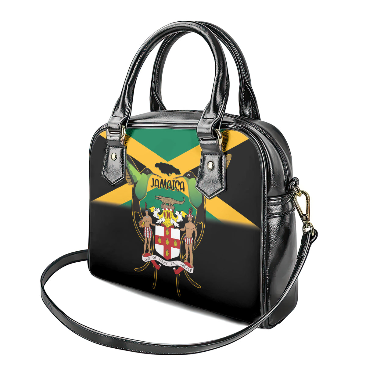 Jamaica Independence Day Shoulder Handbag Jumieka Coat Of Arms Mix Hummingbird