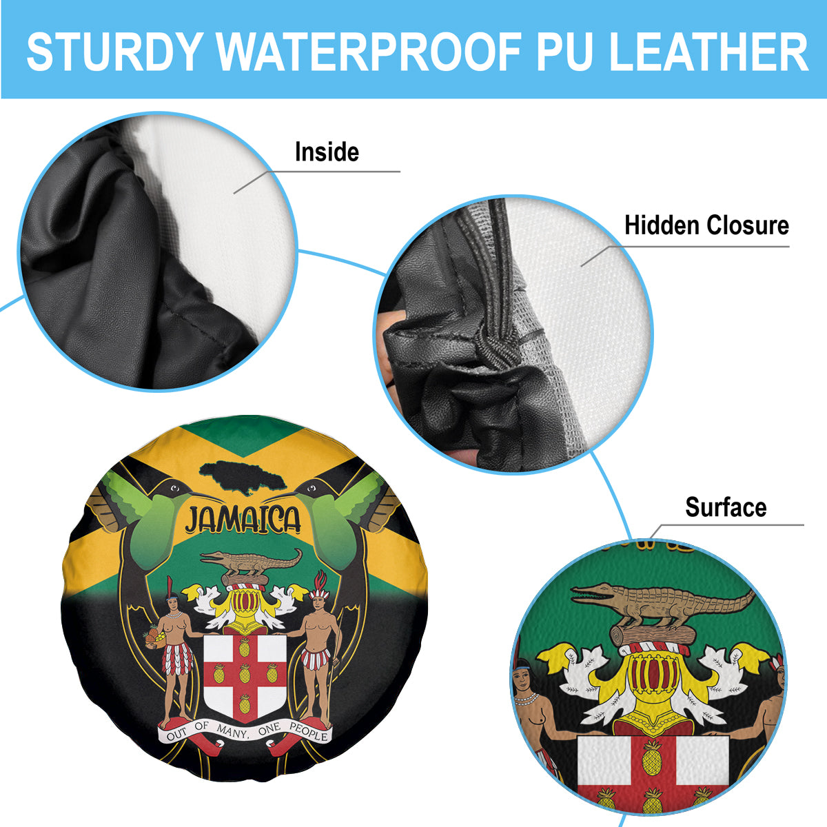 Jamaica Independence Day Spare Tire Cover Jumieka Coat Of Arms Mix Hummingbird - Wonder Print Shop