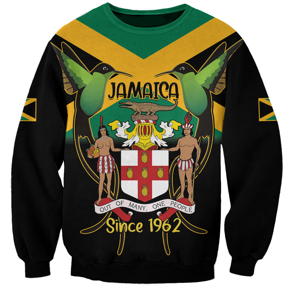 Jamaica Independence Day Sweatshirt Jumieka Coat Of Arms Mix Hummingbird - Wonder Print Shop