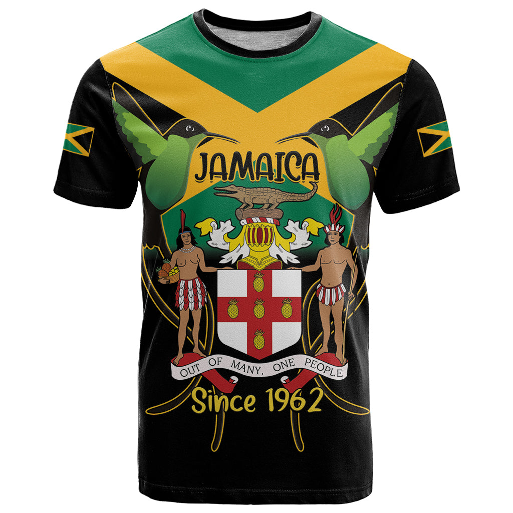 Jamaica Independence Day T Shirt Jumieka Coat Of Arms Mix Hummingbird - Wonder Print Shop