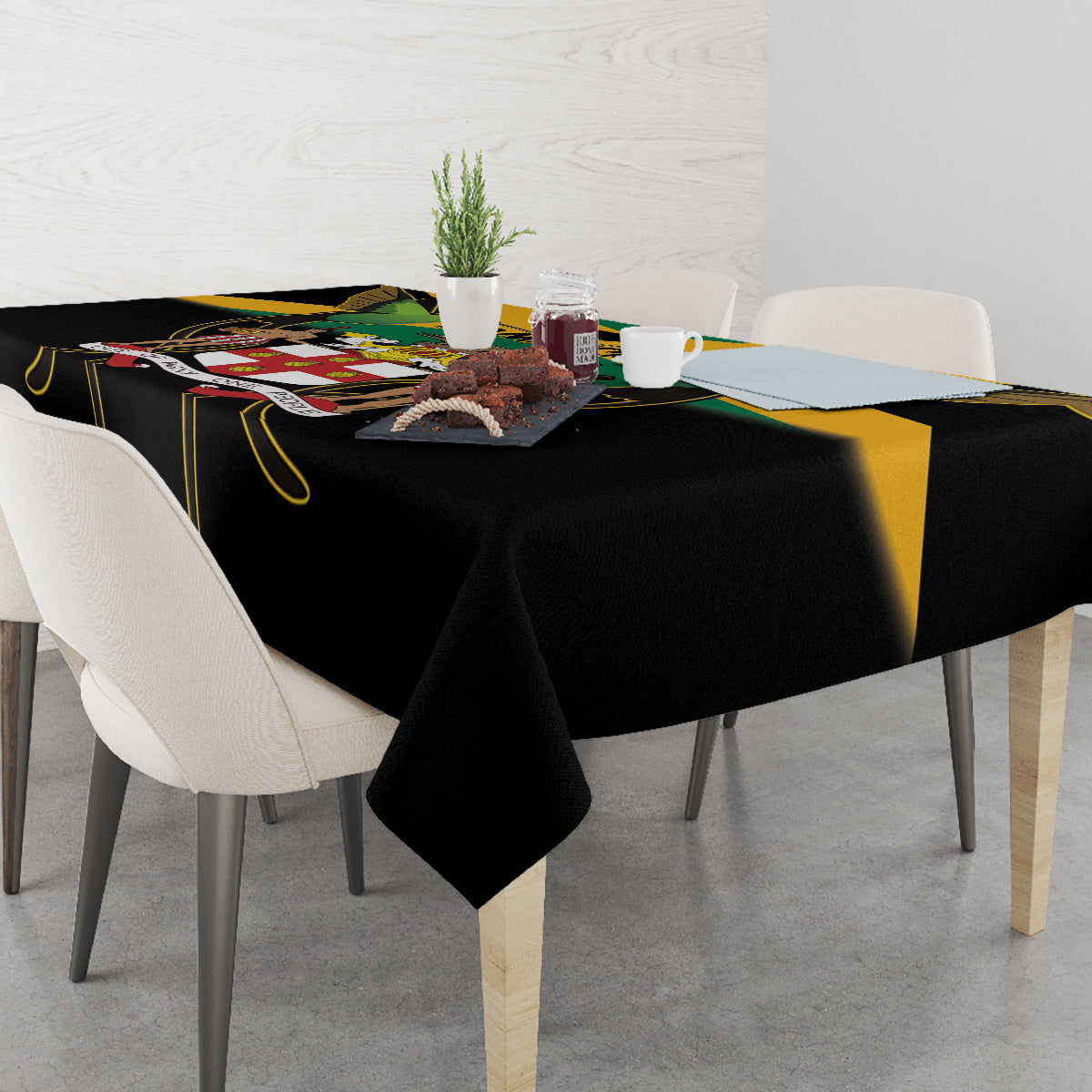 Jamaica Independence Day Tablecloth Jumieka Coat Of Arms Mix Hummingbird - Wonder Print Shop