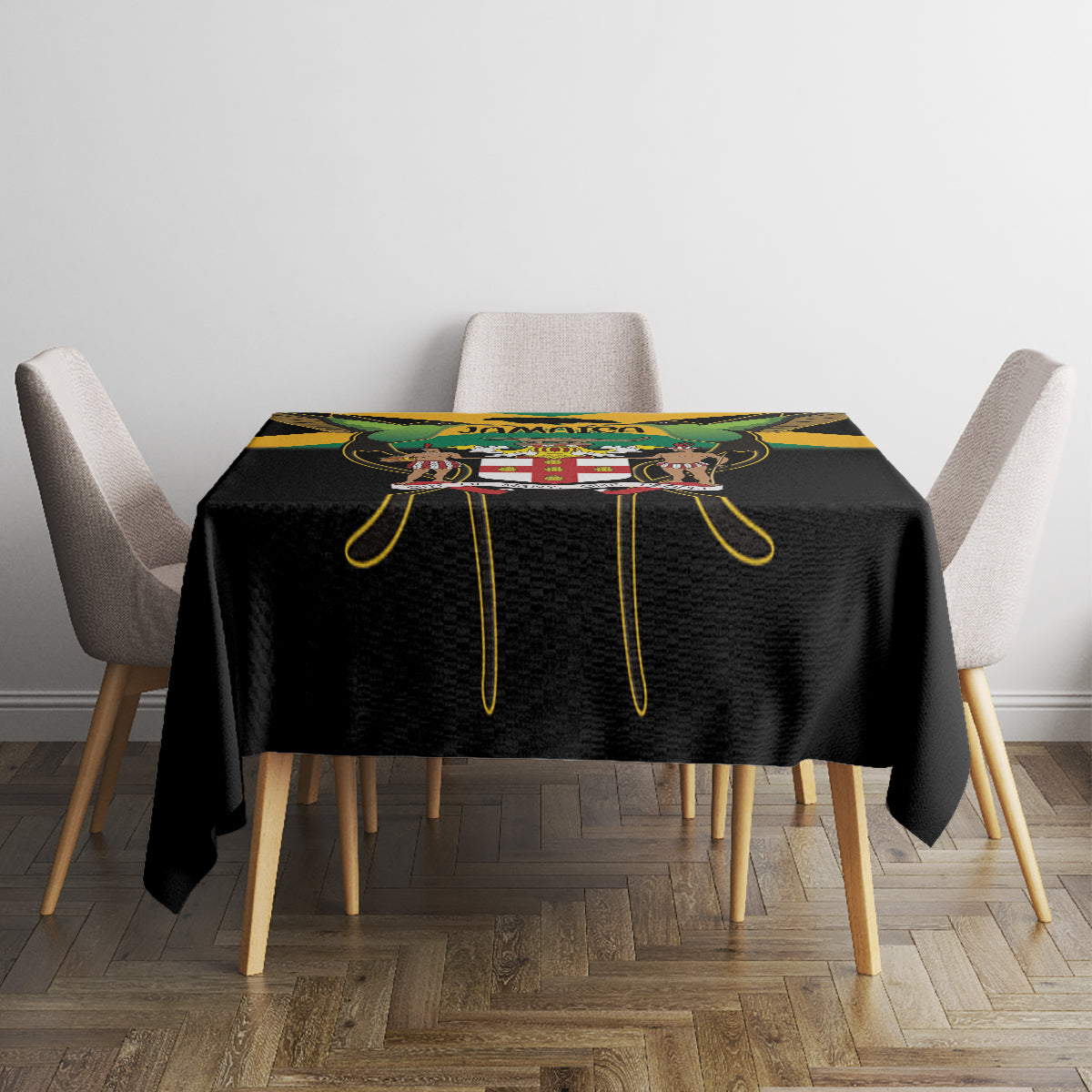 Jamaica Independence Day Tablecloth Jumieka Coat Of Arms Mix Hummingbird - Wonder Print Shop