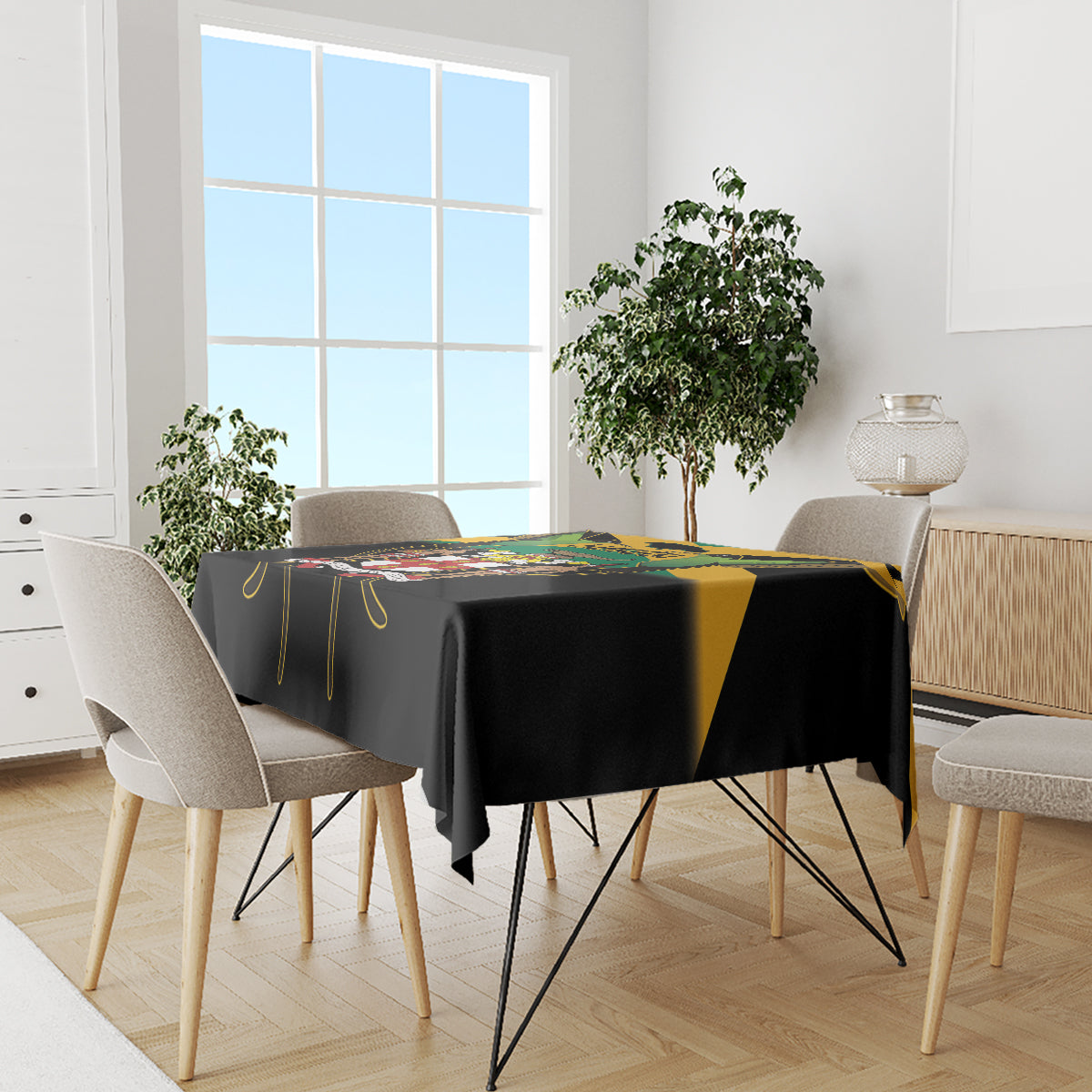 Jamaica Independence Day Tablecloth Jumieka Coat Of Arms Mix Hummingbird - Wonder Print Shop