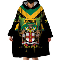 Jamaica Independence Day Wearable Blanket Hoodie Jumieka Coat Of Arms Mix Hummingbird - Wonder Print Shop