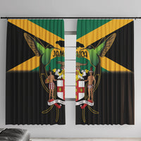 Jamaica Independence Day Window Curtain Jumieka Coat Of Arms Mix Hummingbird - Wonder Print Shop