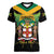 Jamaica Independence Day Women V-Neck T-Shirt Jumieka Coat Of Arms Mix Hummingbird - Wonder Print Shop