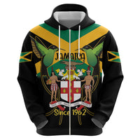 Jamaica Independence Day Zip Hoodie Jumieka Coat Of Arms Mix Hummingbird - Wonder Print Shop