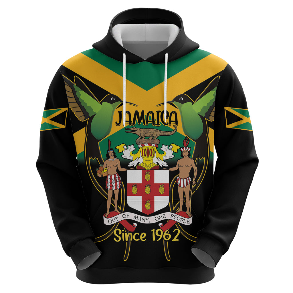 Jamaica Independence Day Zip Hoodie Jumieka Coat Of Arms Mix Hummingbird - Wonder Print Shop