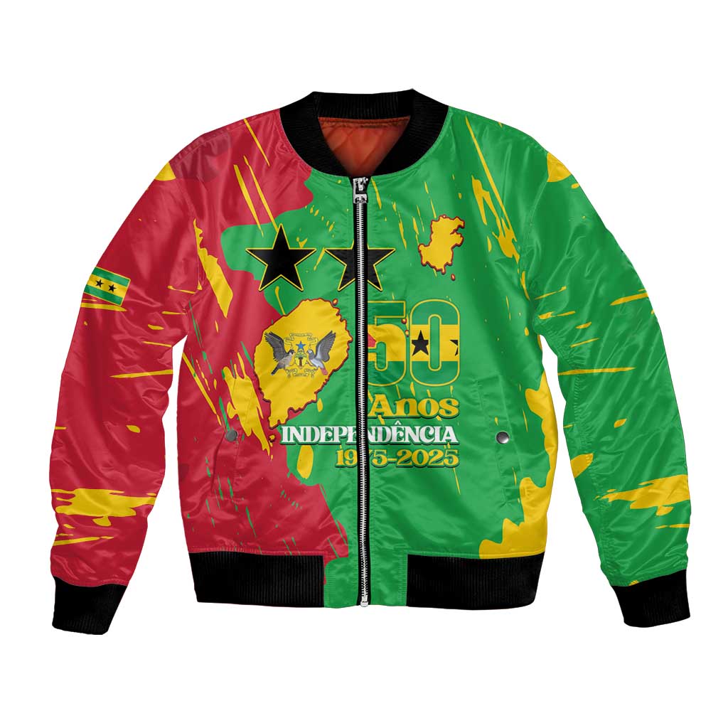 Sao Tome and Principe Independence Day Bomber Jacket 50 Anos Independencia