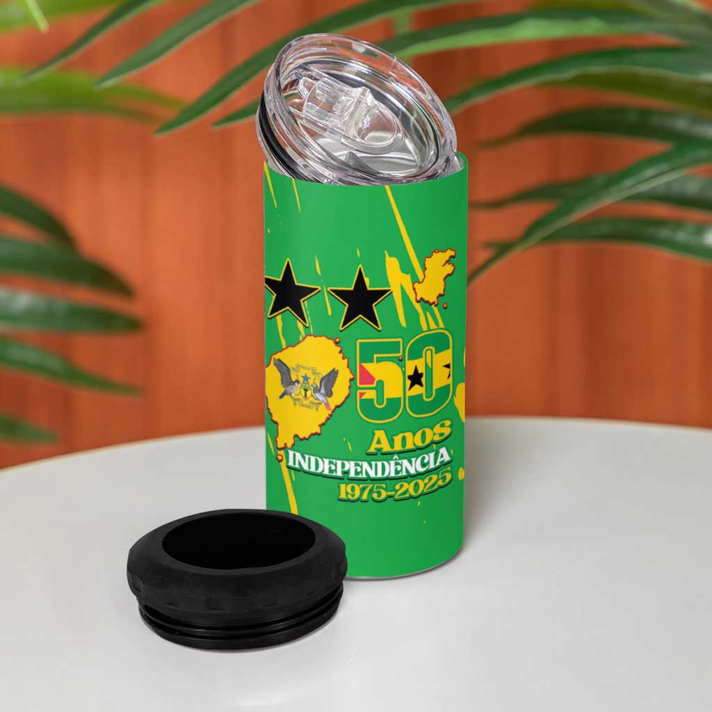 Sao Tome and Principe Independence Day 4 in 1 Can Cooler Tumbler 50 Anos Independencia