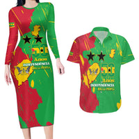 Sao Tome and Principe Independence Day Couples Matching Long Sleeve Bodycon Dress and Hawaiian Shirt 50 Anos Independencia