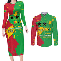 Sao Tome and Principe Independence Day Couples Matching Long Sleeve Bodycon Dress and Long Sleeve Button Shirt 50 Anos Independencia