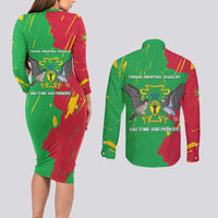 Sao Tome and Principe Independence Day Couples Matching Long Sleeve Bodycon Dress and Long Sleeve Button Shirt 50 Anos Independencia