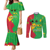 Sao Tome and Principe Independence Day Couples Matching Mermaid Dress and Long Sleeve Button Shirt 50 Anos Independencia