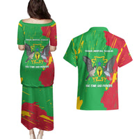 Sao Tome and Principe Independence Day Couples Matching Puletasi and Hawaiian Shirt 50 Anos Independencia