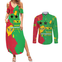 Sao Tome and Principe Independence Day Couples Matching Summer Maxi Dress and Long Sleeve Button Shirt 50 Anos Independencia