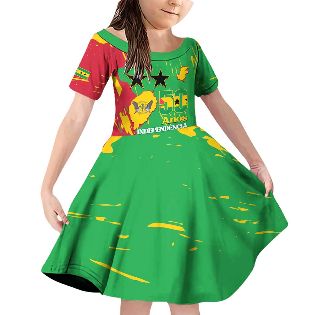 Sao Tome and Principe Independence Day Family Matching Off Shoulder Short Dress and Hawaiian Shirt 50 Anos Independencia