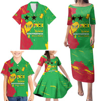 Sao Tome and Principe Independence Day Family Matching Puletasi and Hawaiian Shirt 50 Anos Independencia