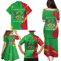 Sao Tome and Principe Independence Day Family Matching Puletasi and Hawaiian Shirt 50 Anos Independencia