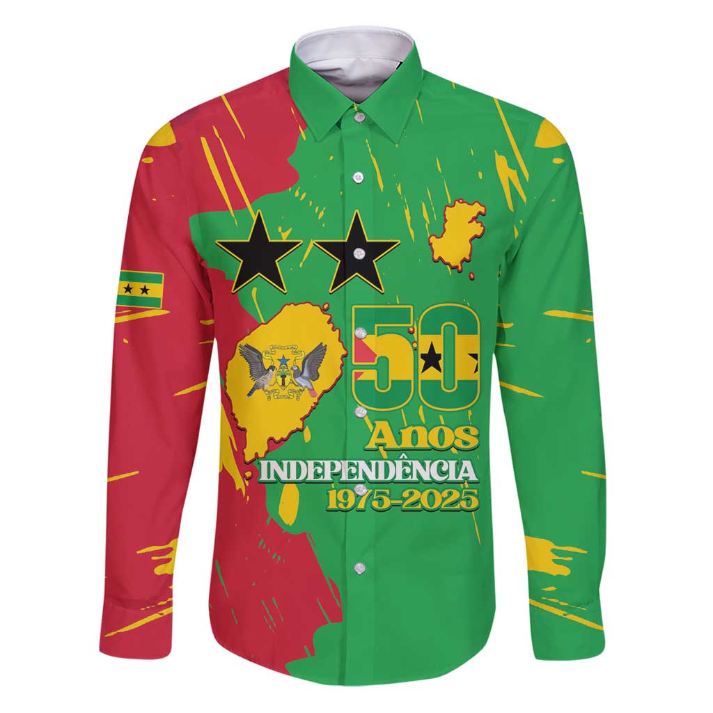 Sao Tome and Principe Independence Day Family Matching Puletasi and Hawaiian Shirt 50 Anos Independencia