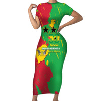 Sao Tome and Principe Independence Day Family Matching Short Sleeve Bodycon Dress and Hawaiian Shirt 50 Anos Independencia