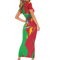 Sao Tome and Principe Independence Day Family Matching Short Sleeve Bodycon Dress and Hawaiian Shirt 50 Anos Independencia