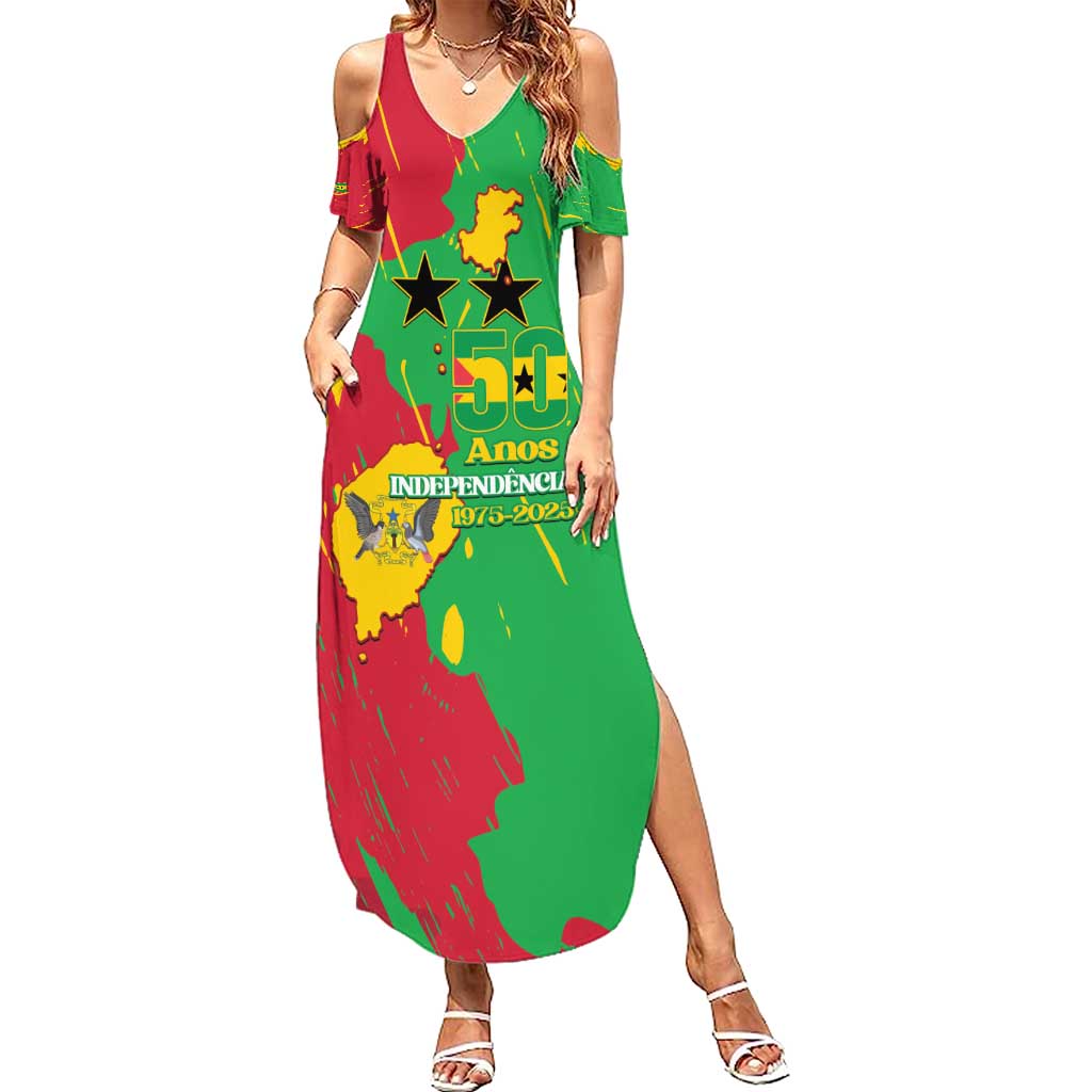 Sao Tome and Principe Independence Day Family Matching Summer Maxi Dress and Hawaiian Shirt 50 Anos Independencia