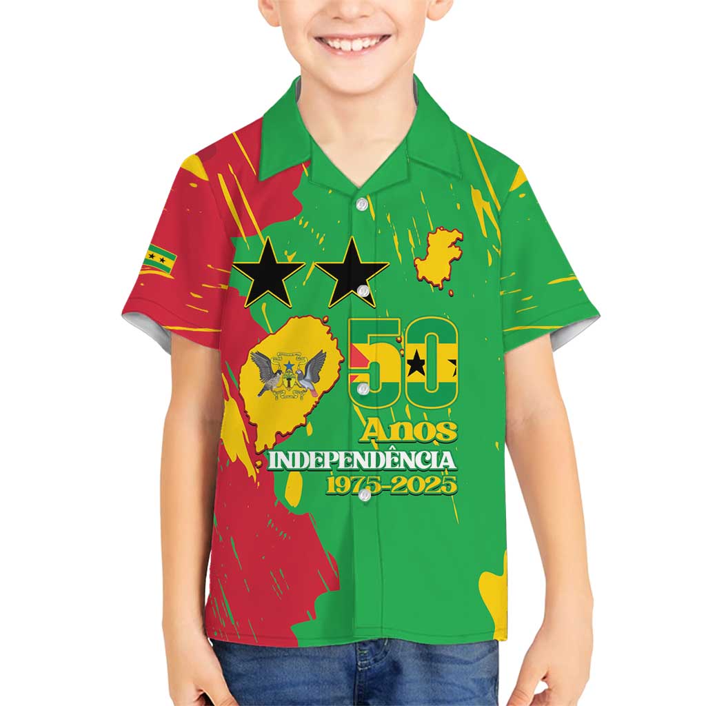 Sao Tome and Principe Independence Day Family Matching Summer Maxi Dress and Hawaiian Shirt 50 Anos Independencia