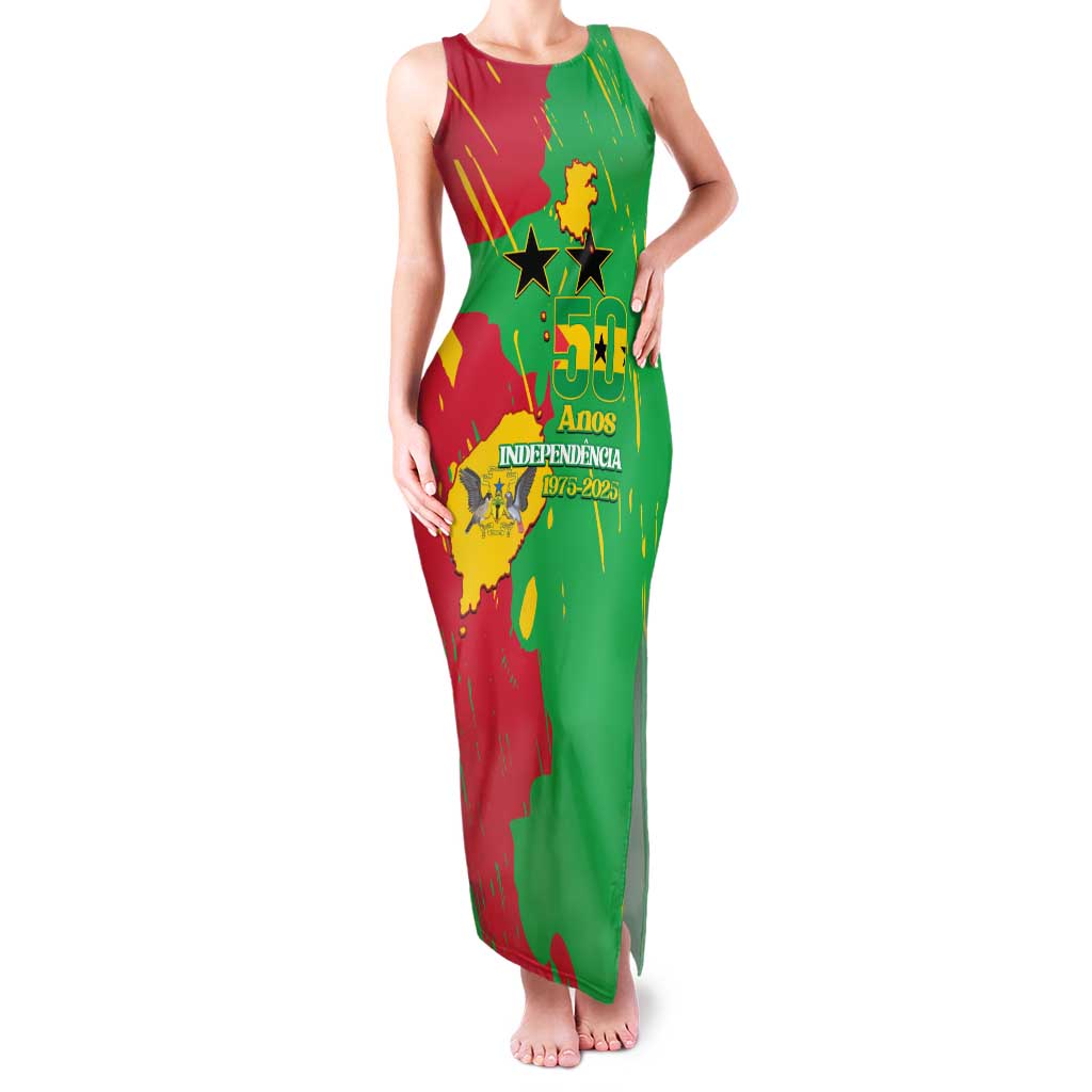 Sao Tome and Principe Independence Day Family Matching Tank Maxi Dress and Hawaiian Shirt 50 Anos Independencia