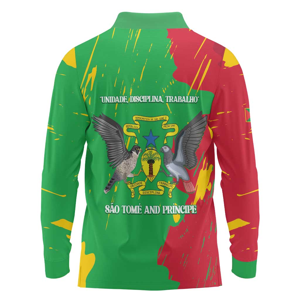 Sao Tome and Principe Independence Day Long Sleeve Polo Shirt 50 Anos Independencia