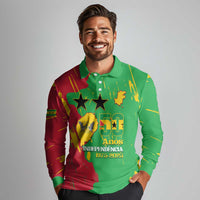 Sao Tome and Principe Independence Day Long Sleeve Polo Shirt 50 Anos Independencia