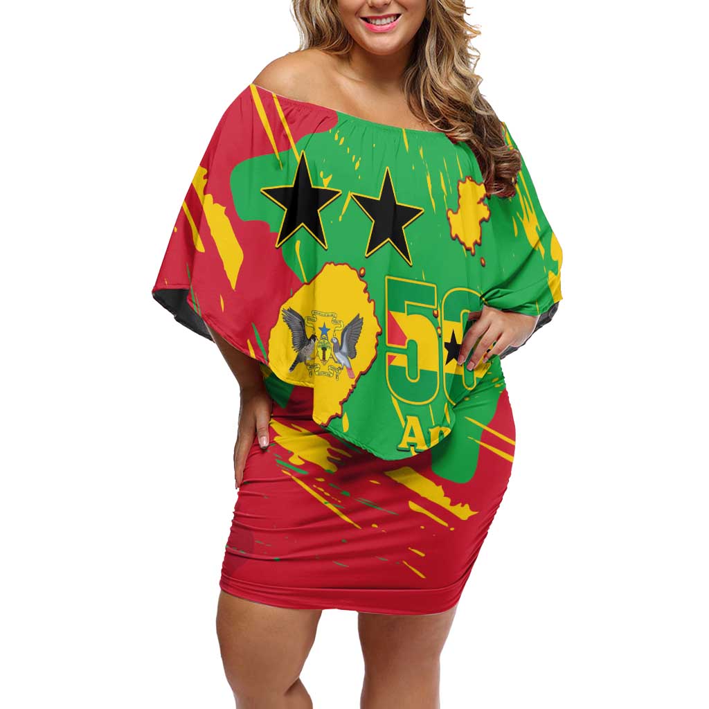Sao Tome and Principe Independence Day Off Shoulder Short Dress 50 Anos Independencia