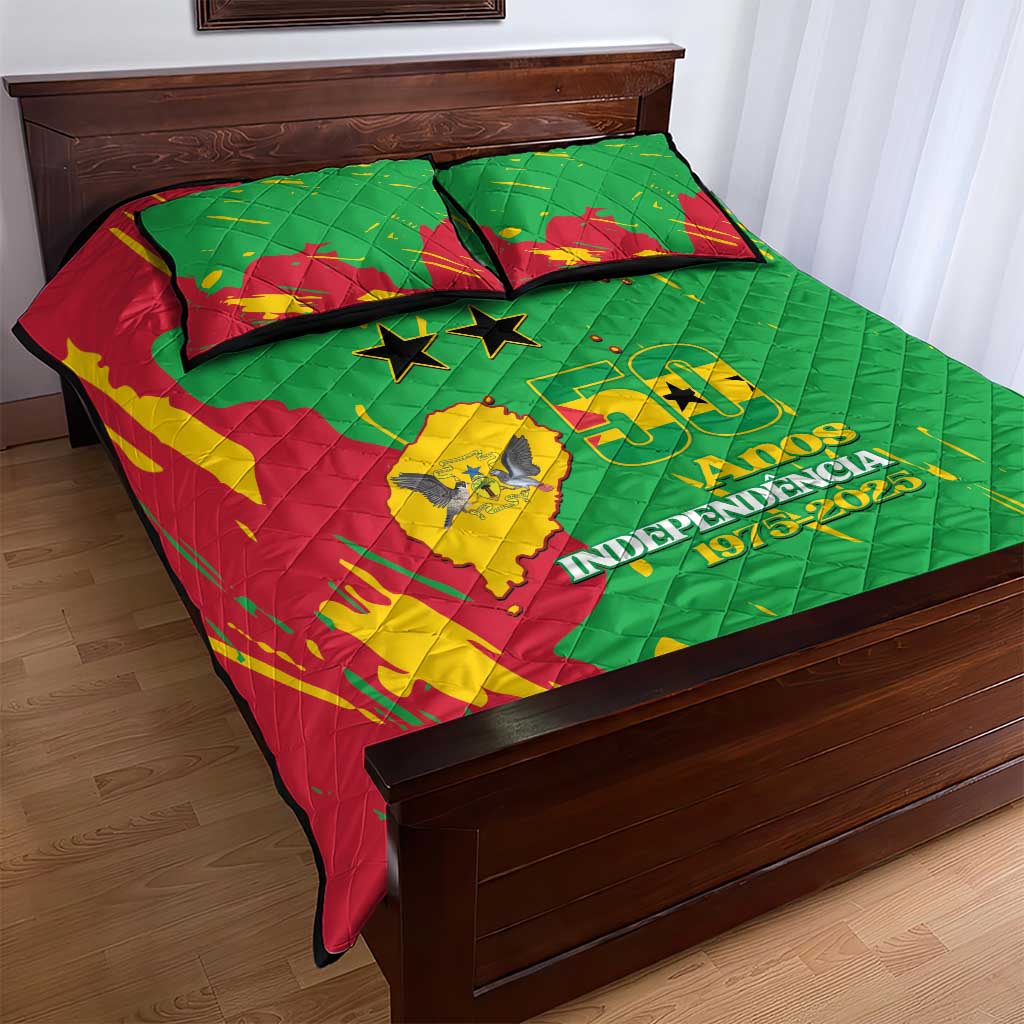 Sao Tome and Principe Independence Day Quilt Bed Set 50 Anos Independencia