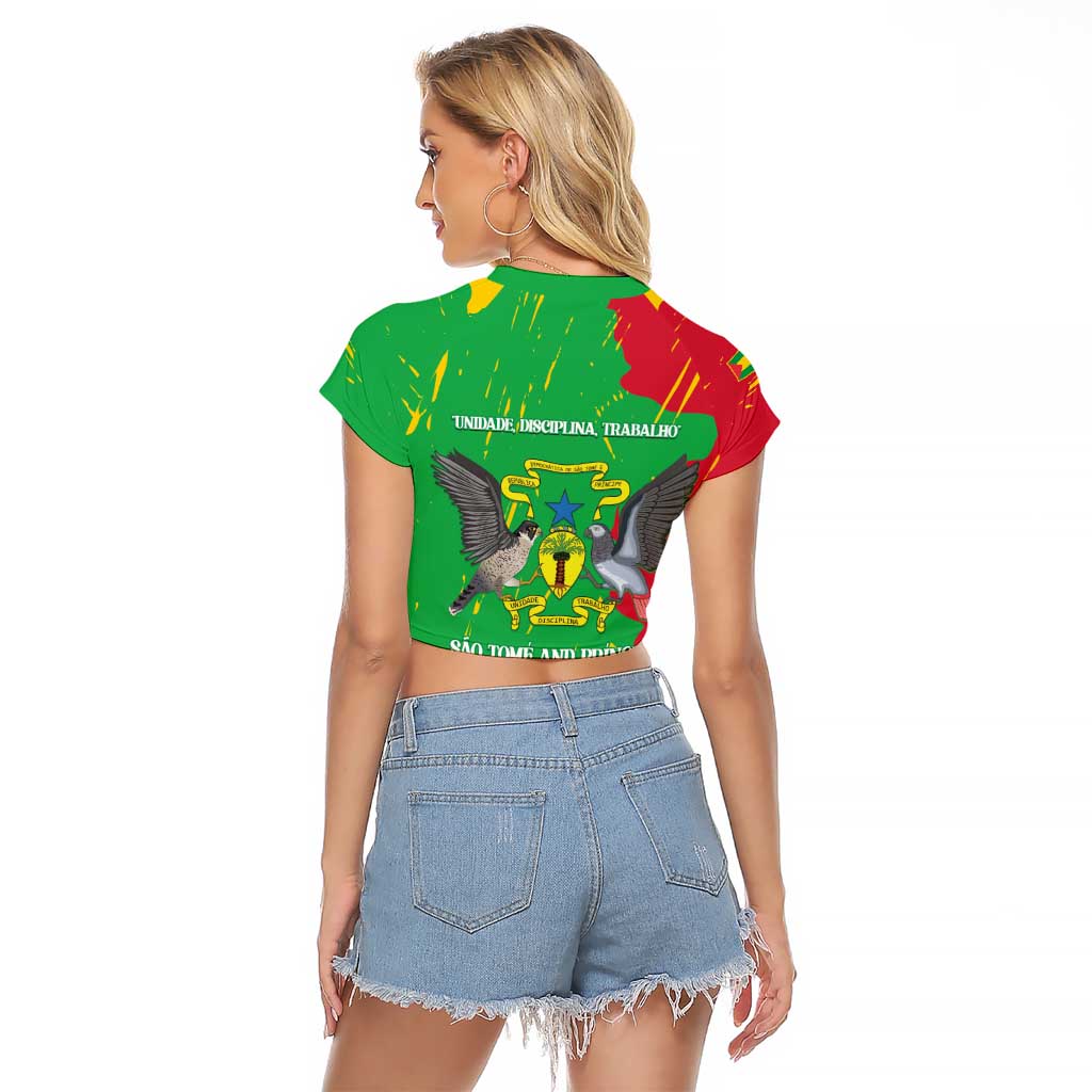 Sao Tome and Principe Independence Day Raglan Cropped T Shirt 50 Anos Independencia