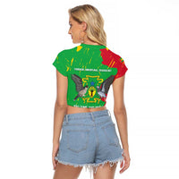 Sao Tome and Principe Independence Day Raglan Cropped T Shirt 50 Anos Independencia