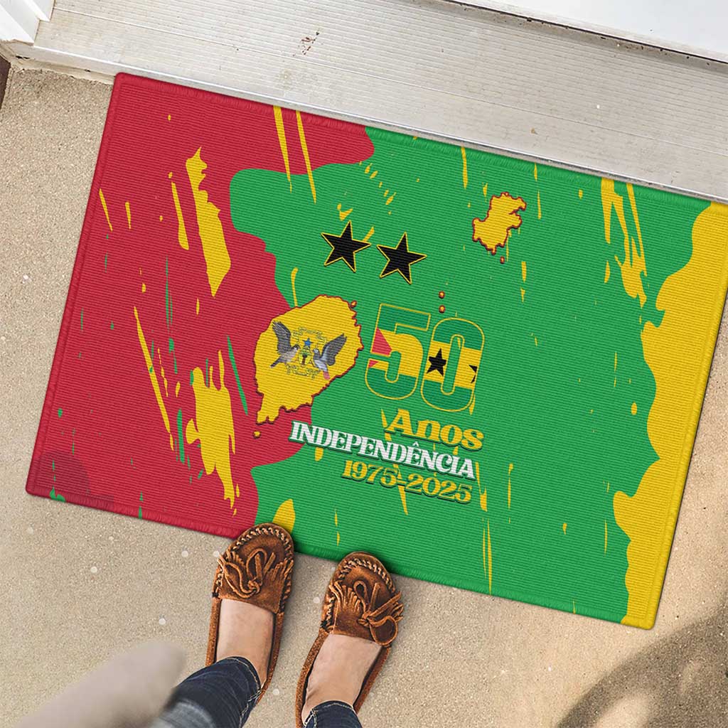 Sao Tome and Principe Independence Day Rubber Doormat 50 Anos Independencia