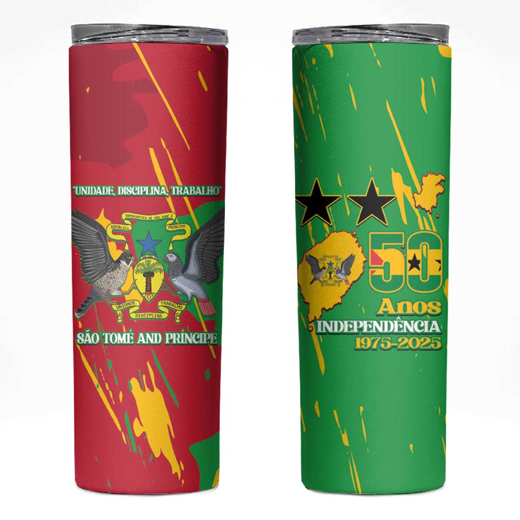 Sao Tome and Principe Independence Day Skinny Tumbler 50 Anos Independencia