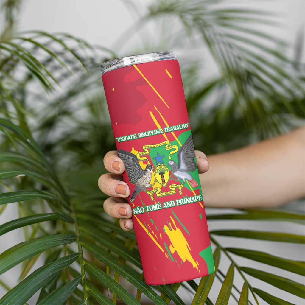 Sao Tome and Principe Independence Day Skinny Tumbler 50 Anos Independencia
