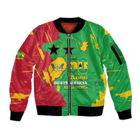 Sao Tome and Principe Independence Day Sleeve Zip Bomber Jacket 50 Anos Independencia