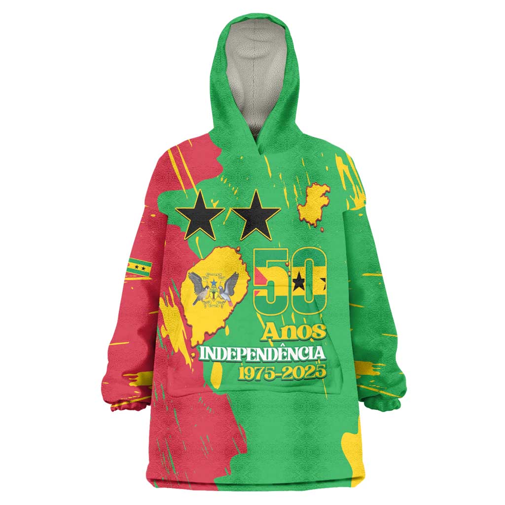 Sao Tome and Principe Independence Day Wearable Blanket Hoodie 50 Anos Independencia