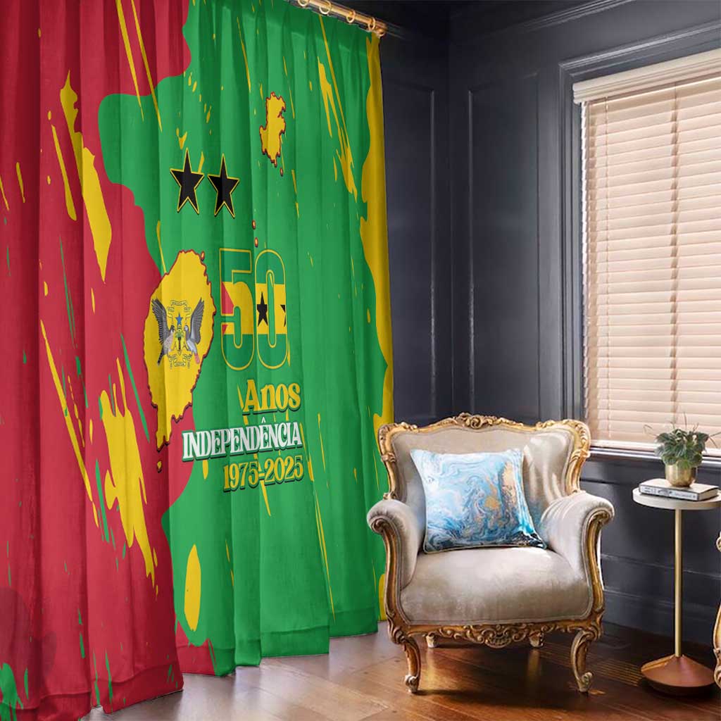 Sao Tome and Principe Independence Day Window Curtain 50 Anos Independencia
