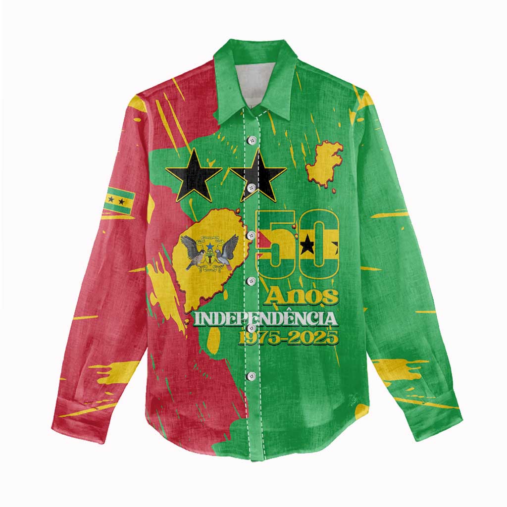 Sao Tome and Principe Independence Day Women Casual Shirt 50 Anos Independencia