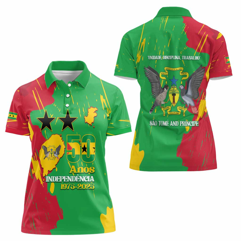 Sao Tome and Principe Independence Day Women Polo Shirt 50 Anos Independencia